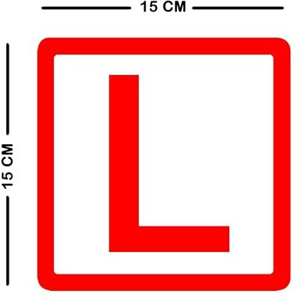 Learner Driver L Sign Sticker, For Windshield Inside, 15X15 Cm, Pack Of 2