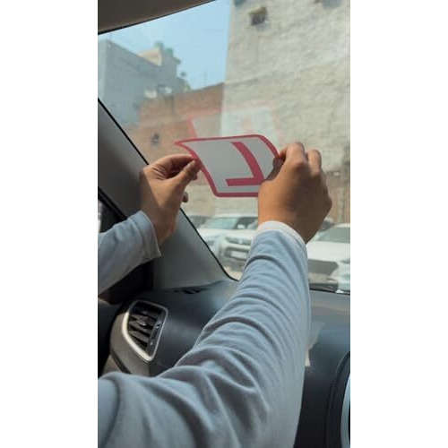 Learner Driver L Sign Sticker, For Windshield Inside, 15X15 Cm, Pack Of 2