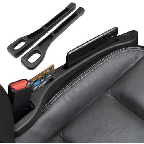 Kunya 2 In 1 Car Gap Cushion Center Console Gap Filler Seat Pad Seat Side Cushion Organizer With Mobile Holder - Set Of 2 Pcs