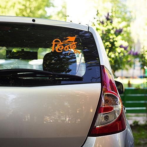 Cvanu Hindu Self-Adhesive Orange Vinyl Sticker For Car & Bike 2Pcs_(8.6Cm X 12.5Cm)_202308-01