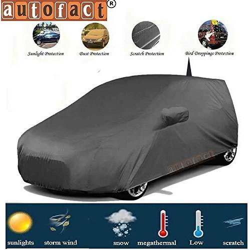 Autofact Car Body Cover With Mirror Pockets Compatible For Hyundai Elite I20 (Triple Stitched, Bottom Fully Elastic, Black Color)