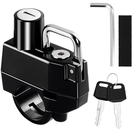 Sthira Helmet Lock For Bike Handle Bar Aluminum Alloy Bike Helmet Locker With 2 Keys Easy Install Helmet Locker For Two Wheeler Rustproof Anti-Theft Safety Lock For Bikes, E-Bikes, And Scooters