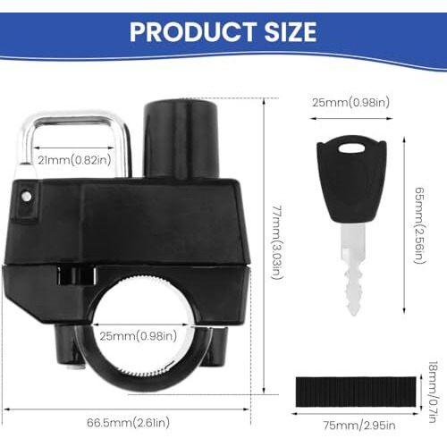 Sthira Helmet Lock For Bike Handle Bar Aluminum Alloy Bike Helmet Locker With 2 Keys Easy Install Helmet Locker For Two Wheeler Rustproof Anti-Theft Safety Lock For Bikes, E-Bikes, And Scooters