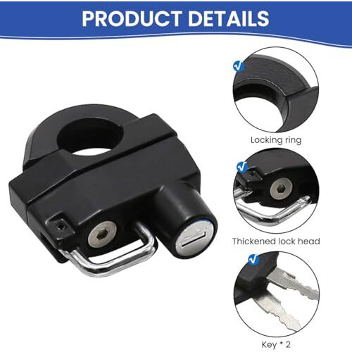 Sthira Helmet Lock For Bike Handle Bar Aluminum Alloy Bike Helmet Locker With 2 Keys Easy Install Helmet Locker For Two Wheeler Rustproof Anti-Theft Safety Lock For Bikes, E-Bikes, And Scooters