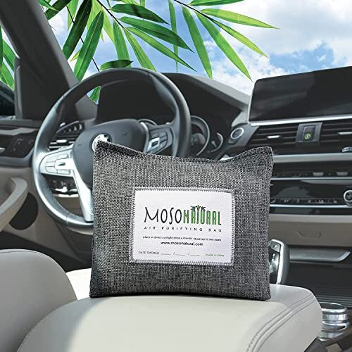 Moso Natural Air Purifying Bag A Scent Free Odor Eliminator For Cars, Trucks And Suvs. Premium Moso Bamboo Charcoal Odor Absorber - 300 G (Pack Of 1), Linen, Long Lasting Bags| Lasts Up To 2 Years