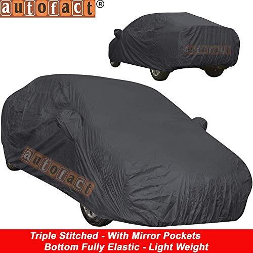 Autofact Car Body Cover Compatible For Ford Figo Old Model (2008 To 2014) (Mirror Pockets, Triple Stitched, Bottom Fully Elastic, Black Color)