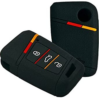 Keycare Silicone Key Cover Compatible For Kodiaq, Octavia, Superb 3 Button Smart Key (Push Button Start Models) (Black)