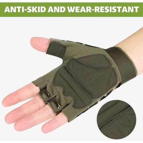 Proberos Riding Gloves For Bikers Men & Women, Anti-Slip Adjustable Wrist Support Gloves, Breathable Fingerless Cycling, For Motorcycle, Gym, Weightlifting, Outdoor Sports, Camouflage (Xl)