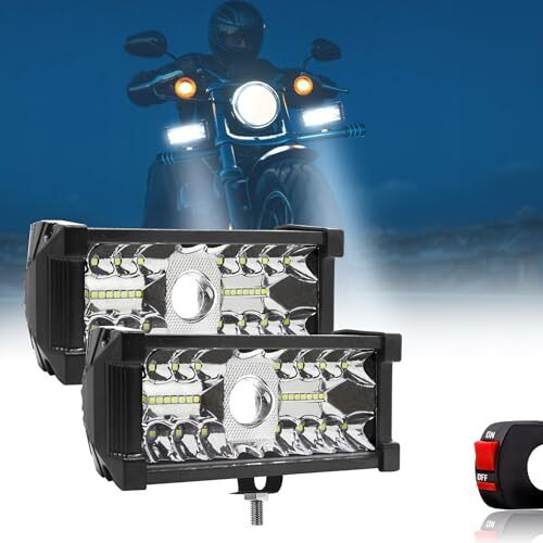 Fabtec 6 Inch Led Bar Light 33 Led With Hyper Lens Versatile Off Road Spot & Flood Beam Led Fog Light For Bikes And Scooties With On/Off Switch (White Set Of 2) (33 Led 7 Inch)