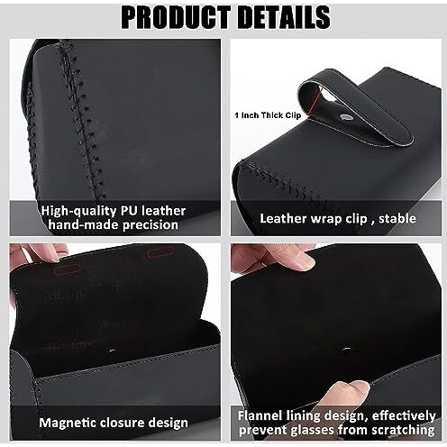 Sunglasses Holder For Car, Car Sunglass Holder Sunglasses Organizer Box For Sun Visor, Clip On Sunglasses Holder For Car, Pu Leather Sunglasses Clip Storage Case Protective Box With Magnet Closure