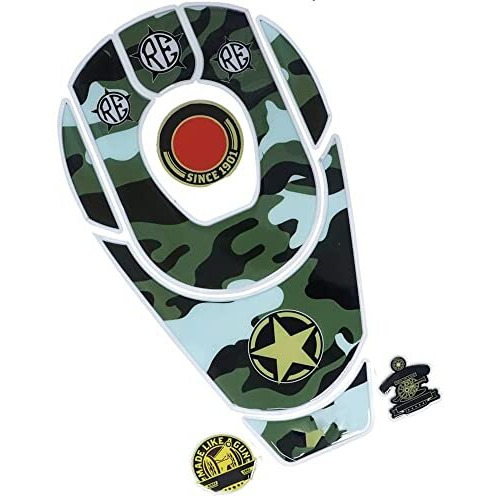 Detachi Bullet Tank Pad Sticker Waterproof Scratch Protector With Fuel Cap & Battery Box Stickers Compatible With All Classic 350 & Standard 350 Bikes (Pack Of 1) (Army Special)