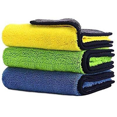 Nyza Heavy Microfiber Cloth For Car Cleaning And Detailing, Double Sided, Extra Thick Plush Microfiber Towel Lint-Free, 800 Gsm (40X40 Cm, Pack Of 3 (Color May Vary))