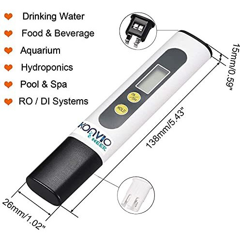 Konvio Neer Imported Tds Meter, Total Dissolved Solids Meter, Water Quality Tester, Ppm Tester For Water Testing - White