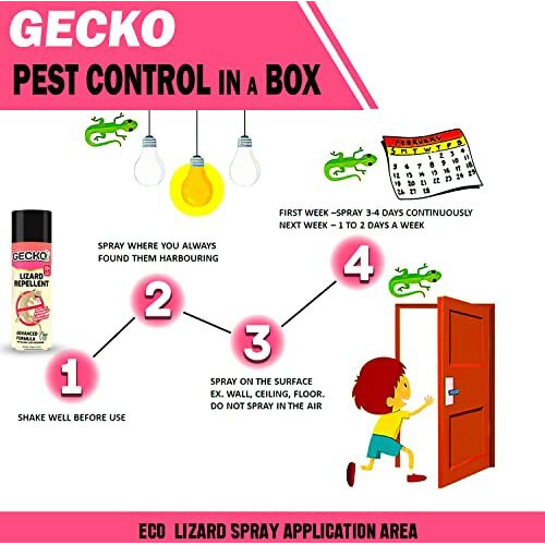 Gecko India's First Aerosol Based Herbal Lizard Repellent Spray | Odour Free Spray | Eco-Friendly & Biodegradable | Irritant-Free, Chemical-Free | 220Ml Lizard Spray For Home (15 Days Protection) Pk Of 1 - Formulation 10X