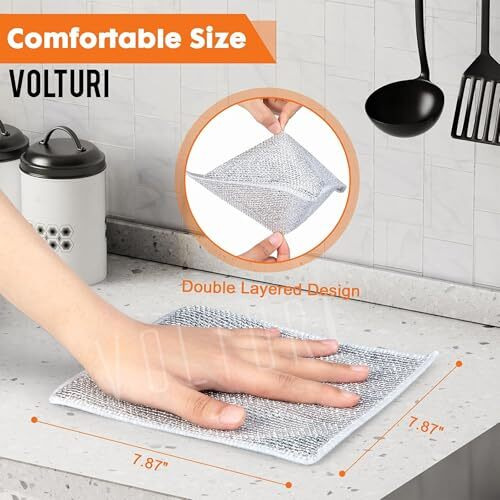Volturi Non Scratch Wire Dish Cloth (Pack Of 10), Steel Scrubber For Utensils Cleaning, Multipurpose Wet And Dry Cleaning, Stainless-Steel Dish Wash Scrubber For Washing Dishes, Sinks, Counters