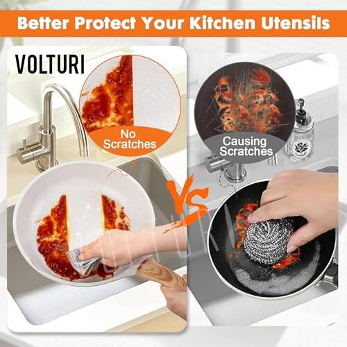 Volturi Non Scratch Wire Dish Cloth (Pack Of 10), Steel Scrubber For Utensils Cleaning, Multipurpose Wet And Dry Cleaning, Stainless-Steel Dish Wash Scrubber For Washing Dishes, Sinks, Counters