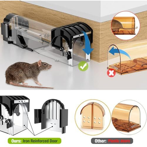 Hasthip Rat Trap Cage For House Garden Patio, 32 Cm Humane Mouse Trap Cage, Reusable Enlarged Smart Rat Catcher And Rodent Trap For Mice, Pets, Rodents