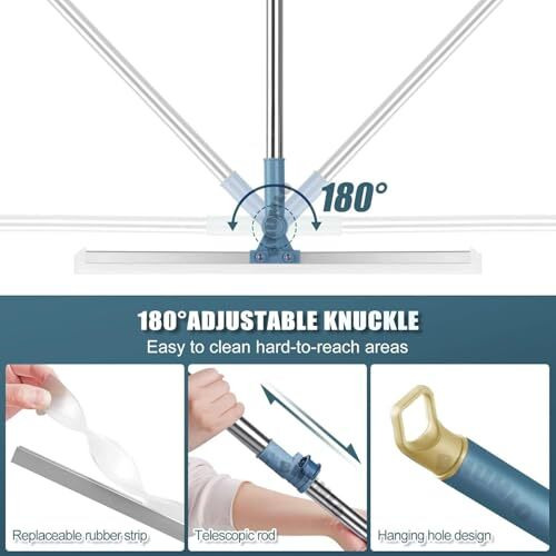 Bhumlo Heavy Duty 50 Inch Magic Broom Silicon Floor Wiper 180 Degree Rotating Squeegee Broom For Cleaning Silicon Rubber Floor Scrubber For Home Garage Bathroom Tile Marble Glass Window Cleaning