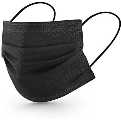 Asgard Nonwoven Fabric Disposable Multilayer Protective Mask (Black, Pack Of 50) For Unisex
