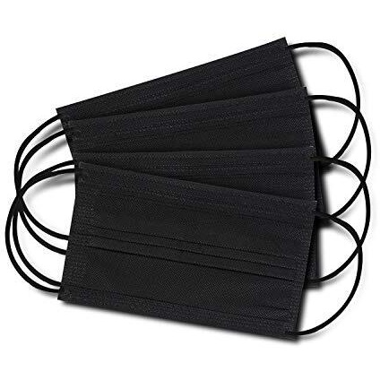 Asgard Nonwoven Fabric Disposable Multilayer Protective Mask (Black, Pack Of 50) For Unisex