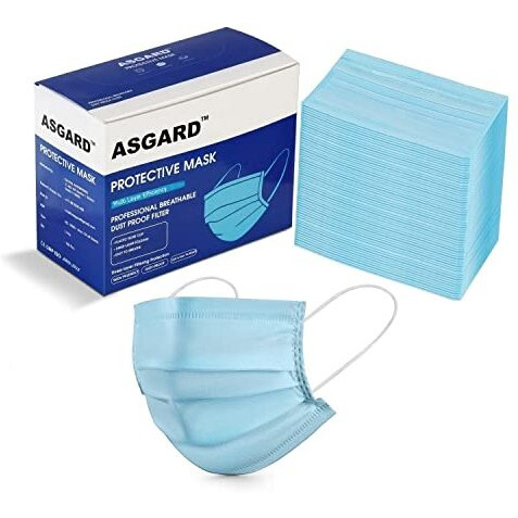 Asgard Melt-Blown Fabric Disposable Face Mask With Nose Clip (Blue, Pack Of 100) For Unisex