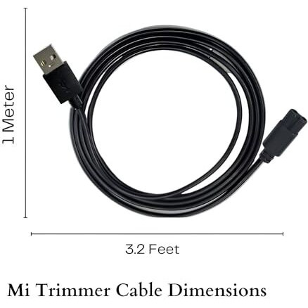 Upix Usb Mi Trimmer Charging Cable 1 Meter (3.2 Feet), Compatible For Mi Trimmer, Shavers, Body Groomers - Black (Please Match Cable Port Before Ordering) (Works With 5V Usb Adapter Only)