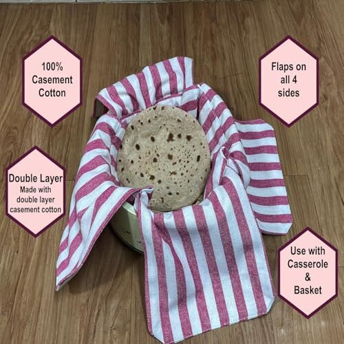 Glus Cotton Set Of 2 Double Layer Roti Clothes Wrap With Flaps Casement Cotton Cloth For Chapati For Hot Case Kitchen Chapati Cloth Wrap Roti Cloth (Cotton, Red & Blue)