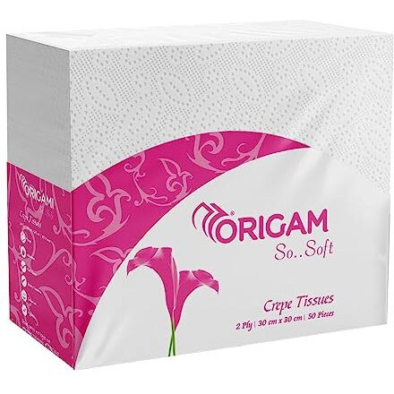 Origami 2 Ply Tissue Paper Napkins For Dining Table - Pack Of 6 (50 Pulls Per Pack, 300 Sheets)