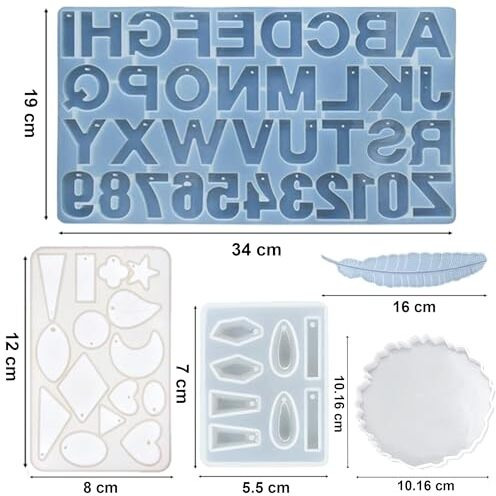 Trendikraft 116Pcs Ultimate All-In-One Resin Art Kit With 5 Silicone Moulds Dried Flowers Epoxy Raisin Materials For Making Alphabet Pendant Keychain Earrings Bookmarks & 4" Coaster For Diy Beginners