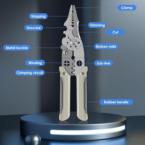 Elmvia All In 1 Multifunction Stainless Steel Wire Stripper/Wire Crimping Tool, Wire Cutter, Wire Crimper, Cable Stripper, Wiring Tools And Multi-Function Hand Tool (All In 1)