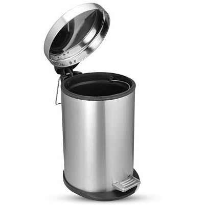 Opr Stainless Steel Plain Pedal Dustbin With Plastic Bucket And Lid | Trash Can, Round Shape Dustbin For Home, Bathroom, Kitchen, Office, Bedroom (5 Litres- 7 * 11 Inches)(Small Size)