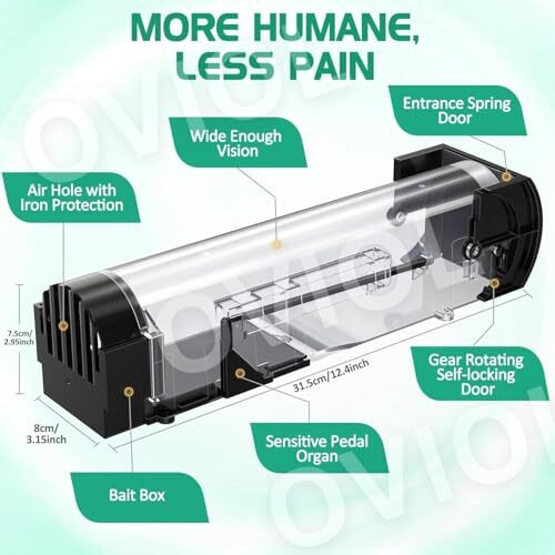 Oviol Rat Trap Cage Keep Away Rats Large 32Cm Transparent Rat Catcher Trap For Home Lawn Garden Warehouse No Kill Reusable Enlarged Steel Reinforced Mouse Trap For Rodents Mice