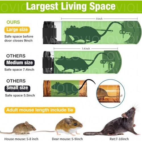 Oviol Rat Trap Cage Keep Away Rats Large 32Cm Transparent Rat Catcher Trap For Home Lawn Garden Warehouse No Kill Reusable Enlarged Steel Reinforced Mouse Trap For Rodents Mice