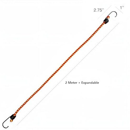 Verat High Strength Stretchable Elastic Rope/Bungee Cord - Versatile For Hanging Clothes, Tying Behind Bikes, Etc. (2M + Expandable) (Multicolour, Pack Of 2)
