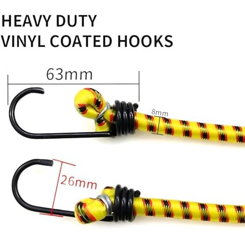 Verat High Strength Stretchable Elastic Rope/Bungee Cord - Versatile For Hanging Clothes, Tying Behind Bikes, Etc. (2M + Expandable) (Multicolour, Pack Of 2)
