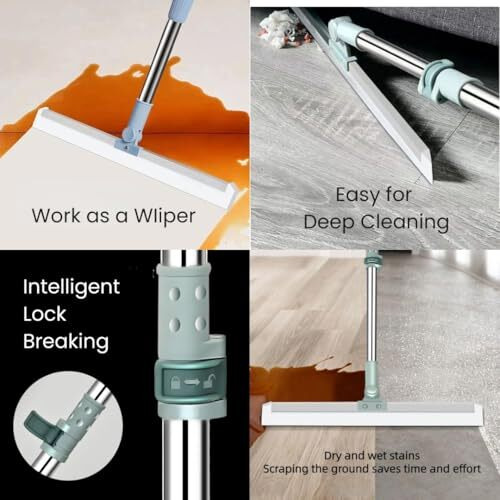 Neyu Magic Broom Sweeper With Extendable Handle | Multi-Functional Silicone Floor Sweeper For Wet & Dry Cleaning | Wipers For Bathroom Floor
