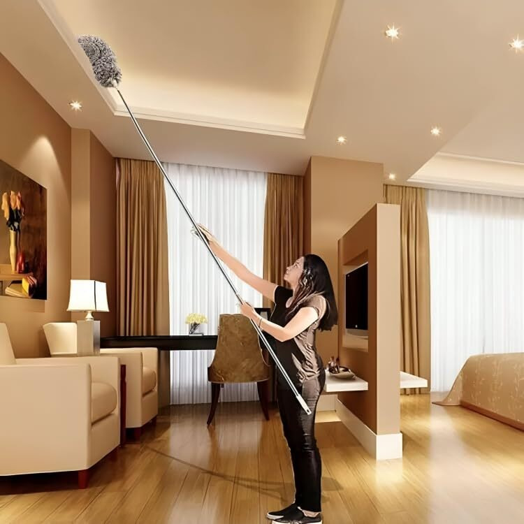 Extendable Microfiber Duster & Bendable For High Ceiling Fans, Window Blinds, Furniture