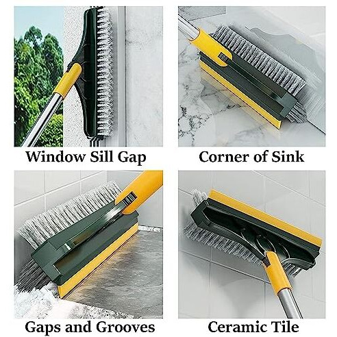 3 In 1 Bathroom Cleaning Brush With Wiper Tiles Cleaner With Long Handle 120 Rotate Bathroom Floor Scrub (3 In 1 Brush)