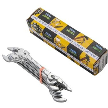 Agrico Tata Chrome Vanadium Steel Open Jaw Spanner Set/Wrench Set/Tool Kit Multipurpose Home Use And Professional Spanners Corrosion Resistant Chrome Plating Doe Jaw Spanners- (Silver Set Of 8)
