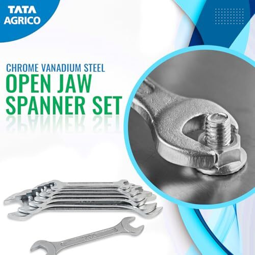 Agrico Tata Chrome Vanadium Steel Open Jaw Spanner Set/Wrench Set/Tool Kit Multipurpose Home Use And Professional Spanners Corrosion Resistant Chrome Plating Doe Jaw Spanners- (Silver Set Of 8)