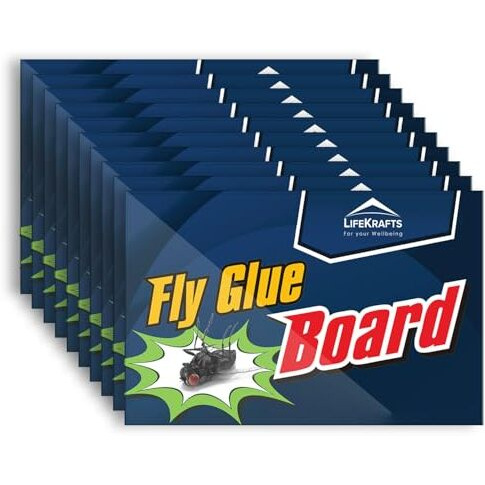 Lifekrafts Fly Glue Board, Sticky Glue Traps Designed For Efficient Insect Control. Ideal For Kitchens, Rooms, Offices, And Homes. Pack Of 10 (Size 18.5 X 25.5 Cm), Blue Color.