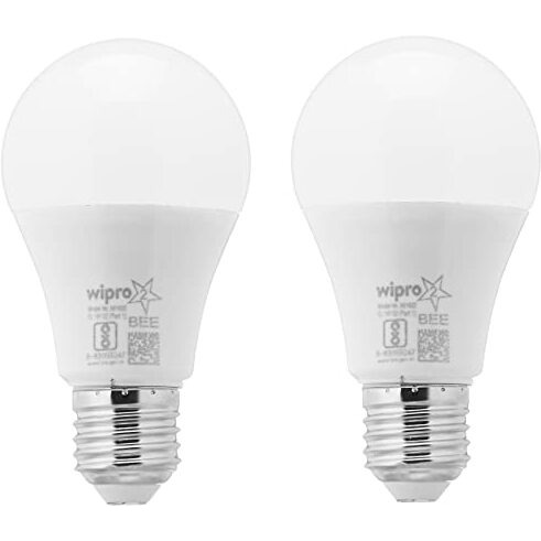 Wipro 7W E27 Led Warm White/Golden Yellow Bulb, Pack Of 2, (N71002)