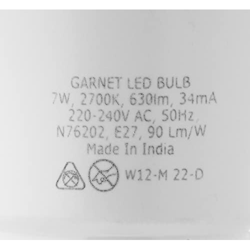 Wipro 7W E27 Led Warm White/Golden Yellow Bulb, Pack Of 2, (N71002)