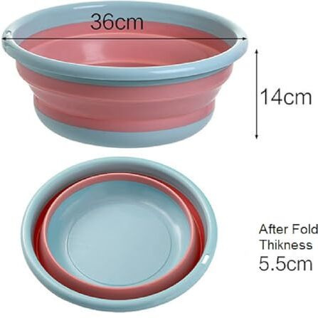 Pzimolu Collapsible Washing Tub, 2.5 L Silicone Plastic Foldable Basin With Hanging Hole Portable, Lightweight & Multipurpose For Kitchen, Laundry, Camping, Baby Bath, Travel  Multicolor