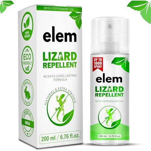 Elem Lizard Repellent Spray For Home 200Ml | 100% Natural Lizard Spray | Made Of Peppermint, Eucalyptus, & Citronella Oils | Pest Control Spray | Anti Lizard Spray | Safe For Kids & Adults.