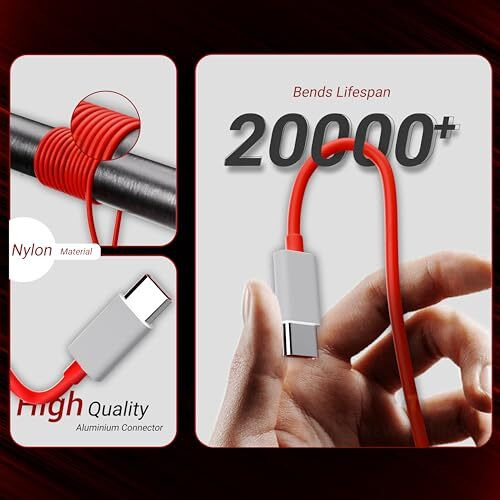 Newtechno Oneplus Compatible Warp/Dash Usb Type-C Fast Charging Charger Cable Compatible For One-Plus 12/12R/11/11R/10Pro/10R/10T/9Rt/9R/8R/8T/8/8Pro/7Pro/7T/7T Pro/Nord/7/6T/6/5T/5/3T/3/Nord Ce3/Ce4