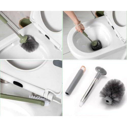 Vasukie Silicone Toilet Brush And Holder Set, With A Extra Crevice Cleaning Brush Deep Cleaning Toilet Bowl Brush For Bathroom Toilet Brushes For Bathroom Wall Mounted Water Drop (Grey)