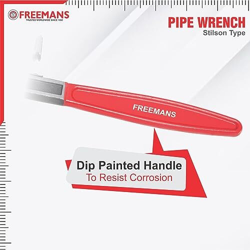 Freemans 14-Inch Stillson Type Pipe Wrench With Induction Hardened Teeth And Dip Painted Handle - 350Mm Ideal For || Construction || Heavy-Duty Applications For Industrial & Professional Use