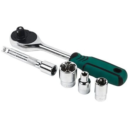 Spartan 12 In 1 Heavy Duty Socket Set 1/2" Chrome Vanadium Steel Ratchet Socket Wrench Spanner | Soft Grip 12 Pieces Hand Tool Kit For Mechanic Tool Kits(Pack Of 1)