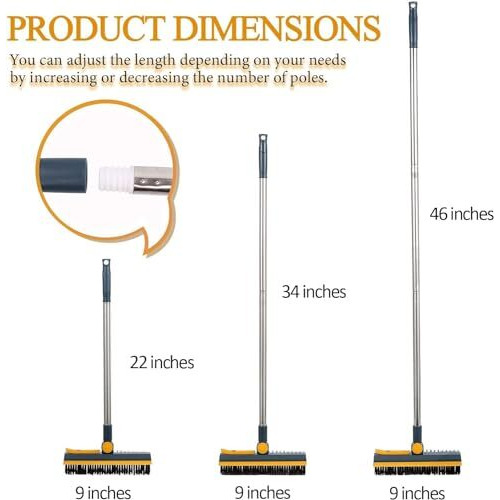 Noridy 3 In 1 V-Shaped Corner Floor Cleaning Bathroom Brush With Wiper And Tweezers,180 Rotatable Long Handle Floor Cleaner Bristles For Tile Bathroom Scrubber (3 In 1 Blue Brush)